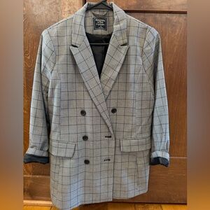 Abercrombie & Fitch Plaid Double Breasted Blazer Sz 8